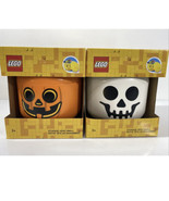 LEGO HALLOWEEN Skeleton Head Skull White &amp; Orange Storage Heads Small 7”... - €42,44 EUR