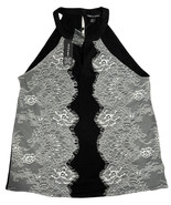 Cable &amp; Gauge Black Sleeveless Halter Neck Front White Lace Viscose Top L - €17,35 EUR