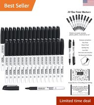 Permanent Markers, 30 Pack Black Permanent Marker set,Fine Point, Works ... - $33.24