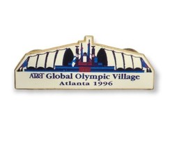 1996 Atlanta Olympic Games Enamel Hat Vest Lapel Pin AT&amp;T ATT Global Village - £12.85 GBP
