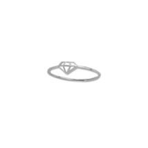14K Solid Gold Diamond Shape Cut Out Dainty Ring -White Size 6, 7, 8 Minimalist - £101.03 GBP
