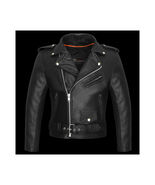 Men&#39;s Basic Classic Motorcycle Jacket Plain Side w/Belted Waist - 715438 - €102,70 EUR+