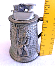 Vintage Stein Table Lighter  Pewter Knights In Armor &amp; Shield Medieval J... - £22.72 GBP