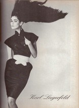 1986 Karl Lagerfeld Sexy Legs Brunette B &amp; W Kim Williams Vintage Print Ad 1980s - £4.66 GBP