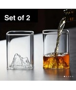 2 Glass Whiskey 3D Peaks Mountain Bar Rocks Glasses Square Mouth Sipping - $290.30 MXN