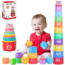 Stacking Cups Baby Toys 6 12 18 24 Months, Nesting Stack Cups Toddler Montessori - £15.74 GBP
