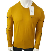 Nwt Calvin Klein Msrp $59.99 Mens Yellow Crew Neck Long Sleeve T-SHIRT Size L Xl - £18.04 GBP