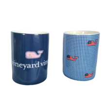 Vineyard Vines for Target Candle Holders Whale Logo Gingham Flag Blue Used Set/2 - £13.81 GBP