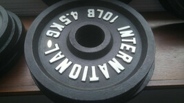 Pair of 10lb International Black Iron 2&quot; hole Dia Plates Olympic-Style Weights - £108.73 GBP