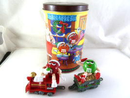 Vintage 1994 Christmas Santa M&amp;M&#39;s Plain Candy Tin Collectible + 2 train cars - £8.79 GBP