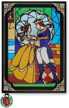 Disney Parks Beauty &amp; The Beast Stained Glass Storybook Hardcover Journal NEW - £35.55 GBP