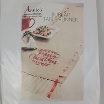 Table Runner Embroidery Kit XMAS Stencil Ribbon Holiday Annies Natural Burlap - $13.95