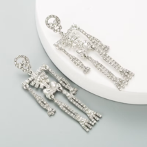 Silver Skull Skeleton Alloy Earrings | Rare Edition | Glitter Skeleton Earrings - £12.01 GBP