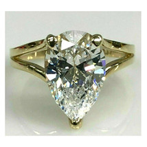 4.25Ct Tropfenschliff Solitaire Saphir Verlobungsring 14K Gelbgold Versilbert - £64.05 GBP