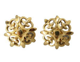 Vintage Monet PATD Clip Earrings Swirl Open Work Luxury Gold Tone Textur... - $24.74