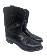 Justin Mens Black Leather Western Cowboy Roper Boots US 10.5 Style 3170 ... - $98.99