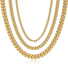 Gold Chain for Men,Cuban Link Chain Necklace for Men Women (22+2inch, 10mm Gold) - £14.68 GBP