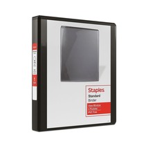 Staples Standard 1&quot; 3-Ring View Binders Black 12/Carton (26431CT) - £53.35 GBP