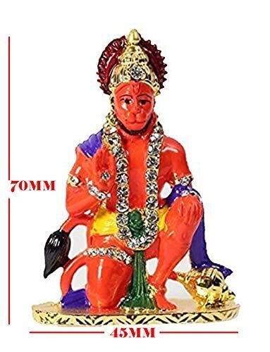 Indian traditional Acrylic Lord Hanuman Car Dashboard God Idol Orange 70... - $18.13