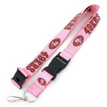 NFL San Francisco 49ers Logo on Pink w/Red Lettering 24&quot; x 1&quot; Lanyard Ke... - £8.58 GBP
