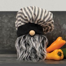 Gnome Chef T4162 Bon Appetit Grey Striped Toque Hat Wood Nose 5&quot; H - £30.59 GBP