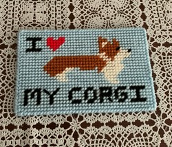 Red and White Welsh Pembroke Corgi Love Needlepoint Sign Cute Dog Brand New - £9.48 GBP