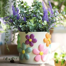 Gugugo Colorful Flowers Planters Cute Unique Rainbow Planter With Drainage, - £29.84 GBP