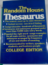 The Random House Thesaurus college edition 1984 hardback/dust cover - $7.92