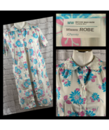 Vtg JCPenney Misses Robe Floral Print Medium Short Sleeve Button-Up Hous... - $27.71