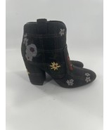 Indigo Rd. Flannel Plaid Floral Embroidered Ankle Booties Gray Multicolor 9 - $38.52 CAD