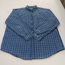 St John's Bay RN#93677 Men's Blue Check Plaid Button-Down Collar Shirt Size L image 14