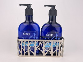 Bath Body Work Aromatherapy Sleep Lavender Vanilla Lotion Hand Soap Metal Holder - $35.75