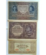 POLAND LOT OF THREE BANKNOTES 1000, 5000 AND 50000 MAREK 1919-1922 NO RE... - $101.54 CAD