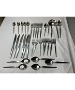 Oneida Community 34 Pieces Satinique Flatware Older 6 Knives 5 Forks 7 S... - $60.78