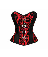 Red Black Satin Net Gothic Burlesque Waist Training Bustier Overbust Cor... - £58.91 GBP