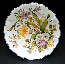 Italian Ceramic Dish Floral Design Made in Italy Wall Hanging Hand Painted - £17.40 GBP