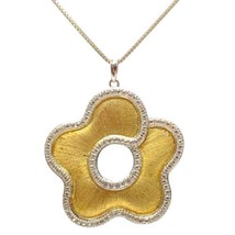 elegant Ross Simons washed gold over sterling silver flower pendant necklace 16” - £51.35 GBP