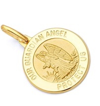 14k REAL Yellow Gold Religious Our Guardian Angel Medal - £375.72 GBP