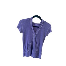 Mossimo Supply Womens Large Short Sleeve y2k Hooded Purple Top Shirt Pul... - £11.83 GBP