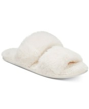 Womens Faux Fur Slide Slippers Two Strap White Size S/M 5/6 Lemon $30 - NWT - £7.10 GBP