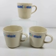3 Corning Southwest Heritage 6 oz Small Blue Pink Green Rim Mug Coffee Cup - $10.89