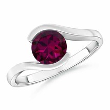 ANGARA 7mm Natural Rhodolite Semi Solitaire Ring in Silver for Women, Girls - £249.73 GBP+