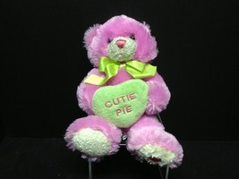 Red &amp; Pink Valentines Bear Pink Bear with Candy Heart Plush Stuff Animal ~11&quot; - £6.04 GBP