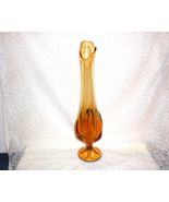 MCM Viking Epic 6 Petal Golden Amber 18&quot; Swung Vase on footed base - $150.09 CAD
