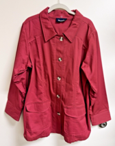 D&amp;Co Women's Brick Red Denim Over Coat Jacket SZ 1X Patch Pockets - $28.22