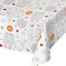 Thanksgiving Kids Activity Paper Tablecloth 54&quot; x 88&quot; Thanksgiving Tableware - £17.52 GBP