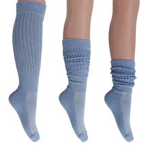 AWS/American Made Cotton Slouch Boot Socks Shoe Size 5 to 10 (Light Blue 3 Pair) - £13.94 GBP