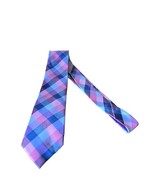 Tommy Hilfiger Men’s Silk Tie Blue Pink Plaid Classic Necktie Gift - $274.48 MXN