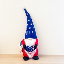 Rae Dunn 20&quot; Weighted Gnome 4th of July USA Flag Heart Plush Star America Decor - £19.37 GBP