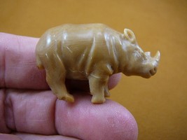 (tb-rhino-5) little tan rhino Rhinoceros Tagua NUT palm figurine Bali ca... - $49.08